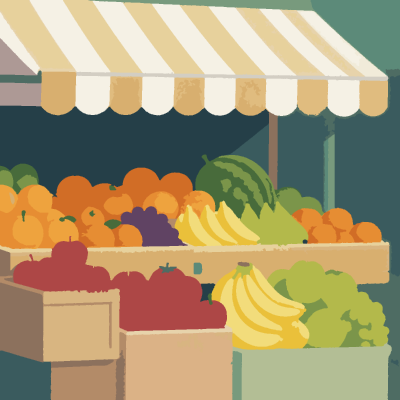 Fruit Market paint-by-number coloring picture
