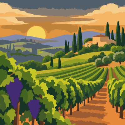 Vineyard Hills paint-by-number coloring picture