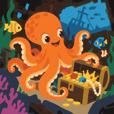 Octopus Shipwreck paint-by-number coloring picture