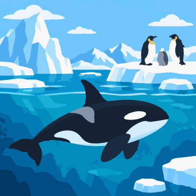 Orca Iceberg paint-by-number coloring picture