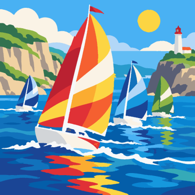 Sailing Regatta paint-by-number coloring picture