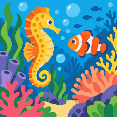 Seahorse paint-by-number coloring picture