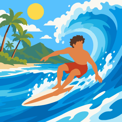 Surfer Wave paint-by-number coloring picture