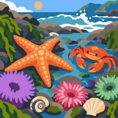 Tide Pool paint-by-number coloring picture