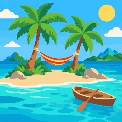 Tropical Island paint-by-number coloring picture
