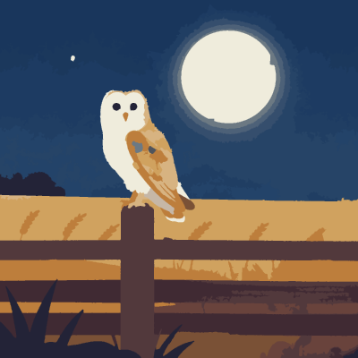 Barn Owl Moonlight paint-by-number coloring picture