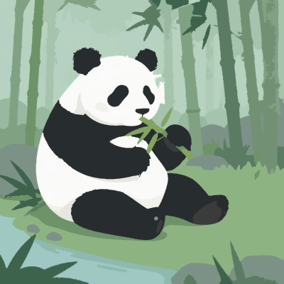 Panda in Bamboo paint-by-number coloring picture