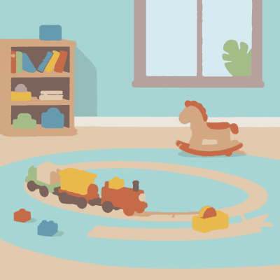 Toy Train Playroom paint-by-number coloring picture