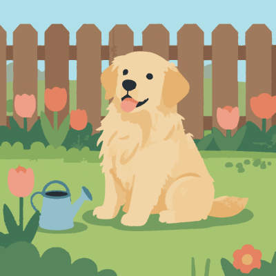 Puppy in the Tulips paint-by-number coloring picture