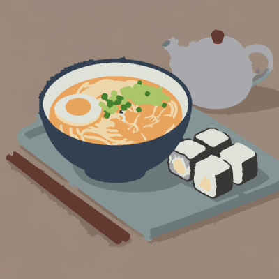 Ramen & Sushi paint-by-number coloring picture