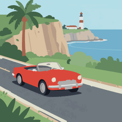 Coastal Road Trip paint-by-number coloring picture