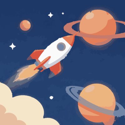 Rocket Voyage paint-by-number coloring picture
