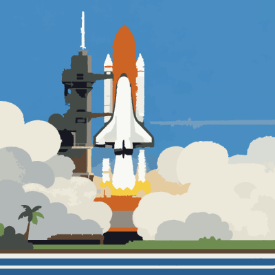 Shuttle Launch paint-by-number coloring picture