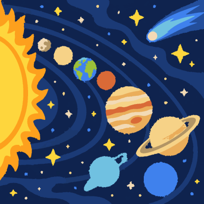Solar System paint-by-number coloring picture
