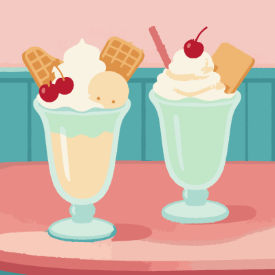 Ice Cream Sundae paint-by-number coloring picture