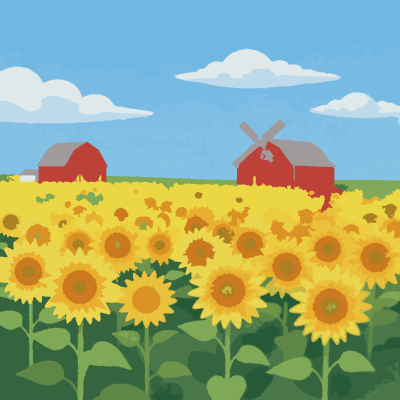 Sunflower Farm paint-by-number coloring picture