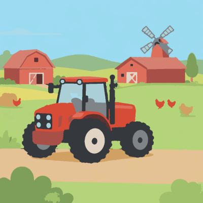 Farm Tractor paint-by-number coloring picture