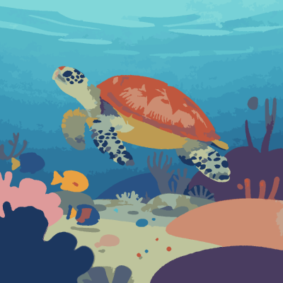 Coral Reef Turtle paint-by-number coloring picture