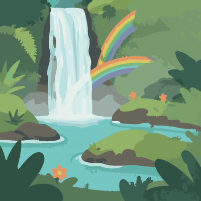 Jungle Waterfall paint-by-number coloring picture