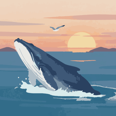 Whale at Sunset paint-by-number coloring picture